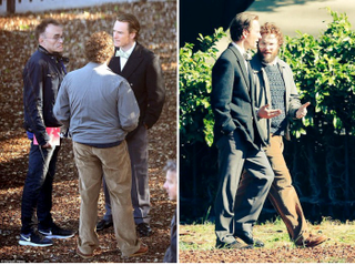 Illustration for article titled Primeras fotos de Fassbender y Rogen en los papeles de Jobs y Wozniak